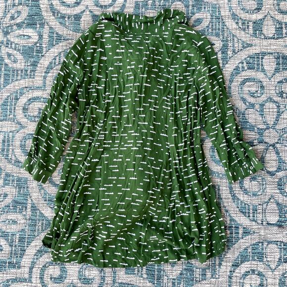 Maeve Anthropologie Green White Cloud Print Tie-Front Blouse - Size S - Picture 3 of 6